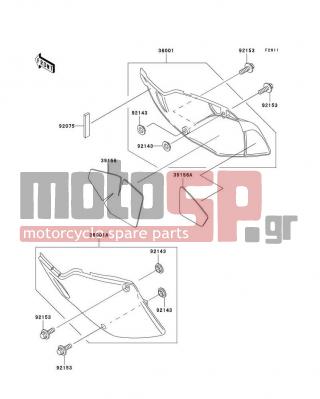 KAWASAKI - KLX300R 2005 - Body Parts - Side Covers - 36001-1497-266 - COVER-SIDE,LH,S.WHITE