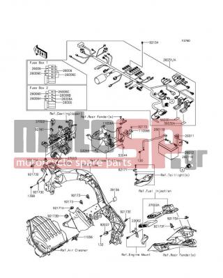 KAWASAKI - NINJA® 1000 ABS 2015 -  - Chassis Electrical Equipment - 23062-0811 - BRACKET-COMP,CABLE GUIDE