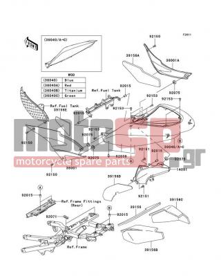 KAWASAKI - NINJA® ZX™-6R 2005 - Body Parts - Side Covers - 39156-0086 - PAD,TAIL COVER,LH