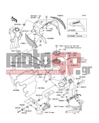 KAWASAKI - NINJA® ZX™-6RR 2005 -  - Fuel Tank - 51026-5031-777 - COVER TANK,L.GREEN