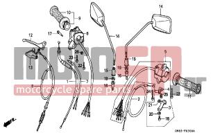 HONDA - C90 (GR) 1993 - Frame - HANDLE LEVER/SWITCH/CABLE - 53140-GB4-680 - GRIP COMP., THROTTLE