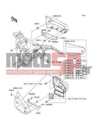 KAWASAKI - VULCAN 1600 CLASSIC 2005 - Body Parts - Side Covers - 36001-1685-665 - COVER-SIDE,RH,M.M.RED