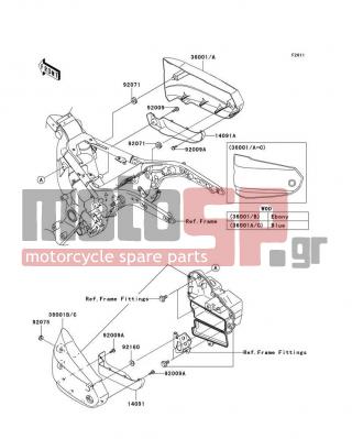 KAWASAKI - VULCAN 1600 NOMAD 2005 - Body Parts - Side Covers - 36001-0057-726 - COVER-SIDE,RH,M.O.BLUE
