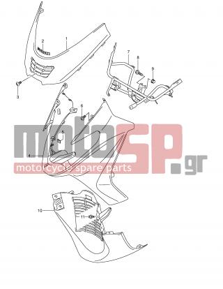 SUZUKI - AN400 (E2) Burgman 2001 - Body Parts - FRONT LEG SHIELD (MODEL K2) - 68641-14F30-CD5 - EMBLEM, 