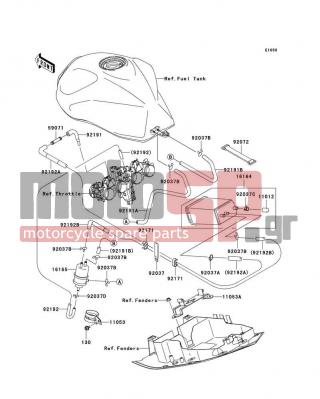KAWASAKI - Z750S 2005 - Body Parts - Fuel Evaporative System - 92037-1512 - CLAMP,CANISTER
