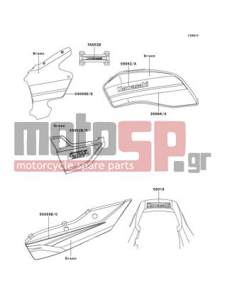 KAWASAKI - ZRX1200R 2005 - Body Parts - Decals(Green)(A5) - 56066-1892 - PATTERN,SEAT COVER,LH