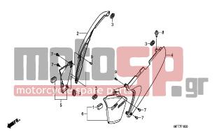 HONDA - XL700VA (ED)-ABS TransAlp 2008 - Body Parts - SIDE COVER - 83510-MFF-D00ZD - COVER, R. SIDE *Y199M*