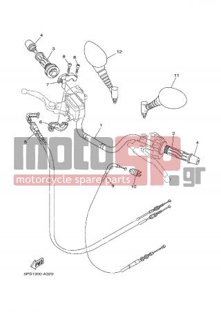 YAMAHA - TDM 900 (GRC) 2002 - Frame - STEERING HANDLE CABLE - 4TX-26290-41-00 - Rear View Mirror Assy (right)