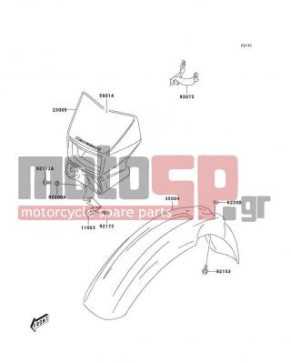 KAWASAKI - CANADA ONLY 2004 - Body Parts - Front Fender(s) - 56014-S023-558 - EMBLEM,WHITE/BLACK