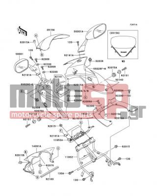 KAWASAKI - CANADA ONLY 2004 - Body Parts - Cowling(H4/H5) - 55028-0018-473 - COWLING,UPP,CNT,M.SILVER