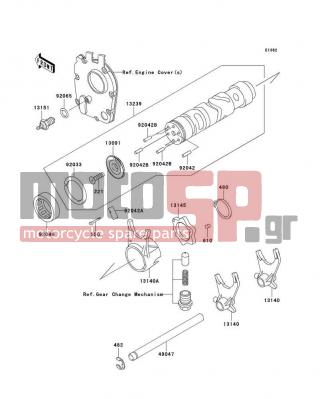 KAWASAKI - CANADA ONLY 2004 - Engine/Transmission - Gear Change Drum/Shift Fork(s) - 610A0406 - ROLLER,4X6