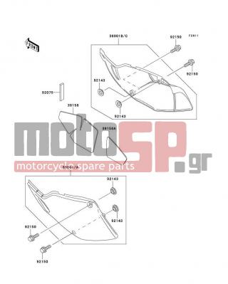 KAWASAKI - KLX300R 2004 - Body Parts - Side Covers - 36001-1497-266 - COVER-SIDE,LH,S.WHITE