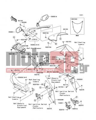 KAWASAKI - NINJA® ZX™-10R 2004 - Body Parts - Cowling - 14091-0269 - COVER,SIGNAL LAMP,LH