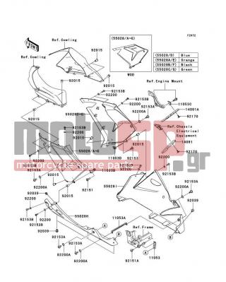 KAWASAKI - NINJA® ZX™-10R 2004 - Body Parts - Cowling Lowers - 92151-1654 - BOLT,SOCKET,6X14