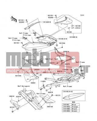 KAWASAKI - NINJA® ZX™-10R 2004 - Body Parts - Side Covers/Chain Cover - 11053-0395 - BRACKET,SIDE COVER,RH,FR