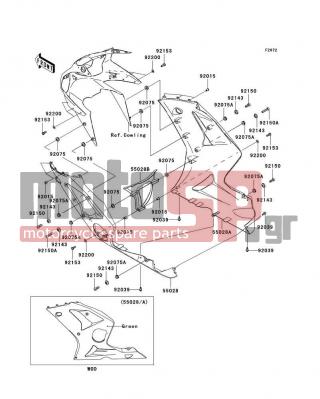 KAWASAKI - NINJA® ZX™-6RR 2004 - Body Parts - Cowling Lowers - 55028-1456 - COWLING,FR