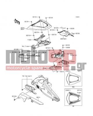 KAWASAKI - NINJA® ZX™-10R ABS 30TH ANNIVERSARY 2015 - Body Parts - Side Covers/Chain Cover - 36040-0124-51B - COVER-TAIL,M.M.C.GRAY