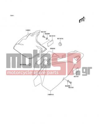KAWASAKI - KLX400R 2003 - Body Parts - Side Covers - 14091-S107-533 - COVER,FRAME,LH,S.WHITE