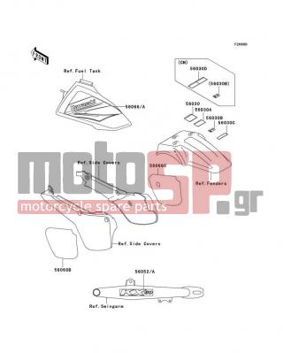 KAWASAKI - KX60 2003 - Body Parts - Labels(KX60-B19) - 56052-1759 - MARK,SWING ARM,LH,KX60