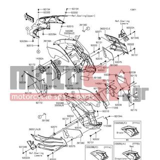 KAWASAKI - NINJA® ZX™-14R ABS 2015 - Body Parts - Cowling(Center) - 14092-0861 - COVER,SIDE COWLING,LH