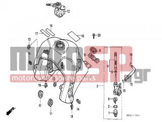 HONDA - NX650 (ED) 1988 - Body Parts - FUEL TANK - 17500-MN9-000ZC - TANK SUB ASSY., FUEL (WL) *PB198*