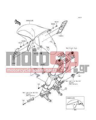KAWASAKI - NINJA® ZX™-14R ABS 2015 - Body Parts - Front Fender(s) - 14091-0598 - COVER,FRONT FENDER,LH