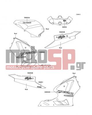 KAWASAKI - NINJA® ZX™-12R 2003 - Body Parts - Decals(Red)(B2) - 56052-1836 - MARK,LWR COWLING,LH,ZX-12R