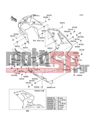 KAWASAKI - NINJA® ZX™-6R 2003 - Body Parts - Cowling Lowers - 55028-1455-B5 - COWLING,LWR,RH,BLACK