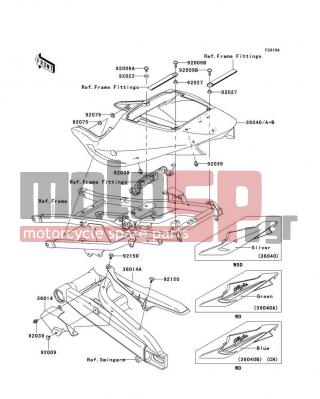 KAWASAKI - NINJA® ZX™-9R 2003 - Body Parts - Side Covers/Chain Cover(ZX900-F2) - 36040-1061-474 - COVER-TAIL,M.S.SILVER