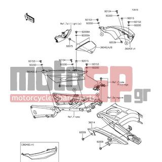 KAWASAKI - NINJA® ZX™-14R ABS 30TH ANNIVERSARY 2015 - Body Parts - Side Covers/Chain Cover - 36040-0136-B1 - COVER-TAIL,LH,F.RED