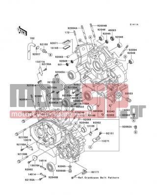 KAWASAKI - VULCAN 1500 CLASSIC 2003 - Κινητήρας/Κιβώτιο Ταχυτήτων - Crankcase(VN1500-E5/E6) - 92004-1225 - STUD,12X250