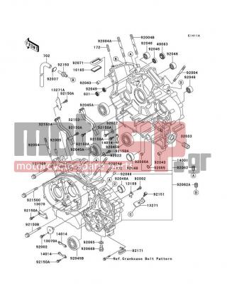 KAWASAKI - VULCAN 1500 NOMAD FI 2003 - Κινητήρας/Κιβώτιο Ταχυτήτων - Crankcase(VN1500-L3/L4) - 92150-1161 - BOLT