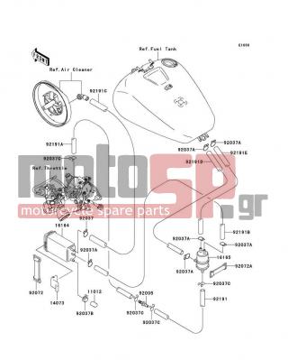 KAWASAKI - VULCAN 1500 NOMAD FI 2003 - Body Parts - Fuel Evaporative System(CA) - 14073-1219 - DUCT,CANISTER