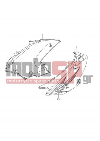 SUZUKI - DL650A (E2) ABS V-Strom 2007 - Body Parts - SIDE COWLING (MODEL L0) - 94403-27G40-5WX - COWL ASSY, SIDE LH (WHITE)