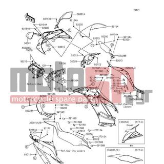 KAWASAKI - NINJA® ZX™-6R ABS 2015 - Body Parts - Cowling - 56001-0246 - MIRROR-ASSY,RH