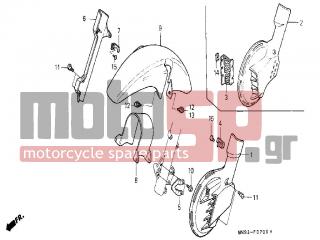 HONDA - NX650 (ED) 1988 - Body Parts - FRONT FENDER/FRONT DISC COVER - 45331-MN9-000ZB - MESH, DISK COVER *NH1*