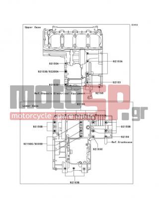 KAWASAKI - ZZR1200 2003 - Engine/Transmission - Crankcase Bolt Pattern - 92153-1107 - BOLT,6X115