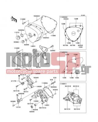 KAWASAKI - CANADA ONLY 2002 - Engine/Transmission - Left Engine Cover(s) - 92151-1234 - BOLT,6X50