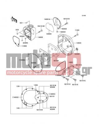 KAWASAKI - CANADA ONLY 2002 - Engine/Transmission - Right Engine Cover(s) - 14032-1495 - COVER-CLUTCH