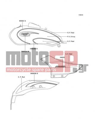 KAWASAKI - ELIMINATOR 125 2002 - Body Parts - Decals(Red/Gray)(A5/A6) - 56052-1150 - MARK,FUEL TANK,LH