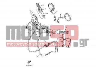 YAMAHA - DT200R (EUR) 1989 - Frame - STEERING HANDLE. CABLE - 55V-26280-00-00 - Rear View Mirror Assy(left)