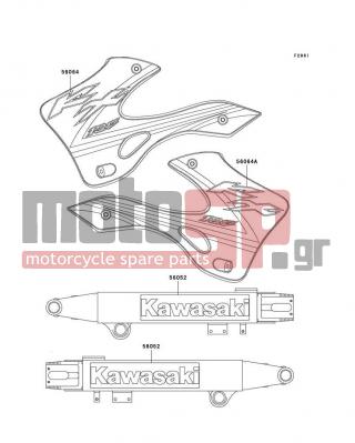KAWASAKI - KX125 2002 - Body Parts - Decals - 56064-1929 - PATTERN,SHROUD,LH