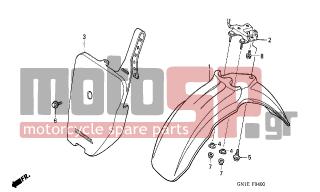 HONDA - XR80R (ED) 2003 - Body Parts - FRONT FENDER - 61102-GN1-000ZC - STAY, FR. FENDER *NH1*