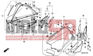 HONDA - VFR1200FB (ED) 2011 - Body Parts - TANK COVER - 64704-MGE-300 - MAT, R. PIVOT COVER