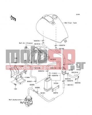 KAWASAKI - VULCAN 500 LTD 2002 - Body Parts - Fuel Evaporative System(CA) - 92037-1104 - CLAMP,HOSE
