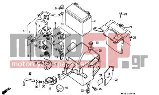 HONDA - CBR600F (ED) 1989 - Electrical - BATTERY/BATTERY BOX - 32412-KT8-000 - COVER A, BATTERY TERMINAL