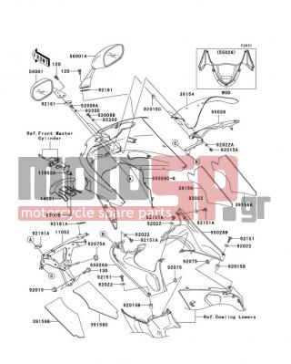 KAWASAKI - ZZR1200 2002 - Body Parts - Cowling - 39156-1714 - PAD,INNER COWLING,RR,LH