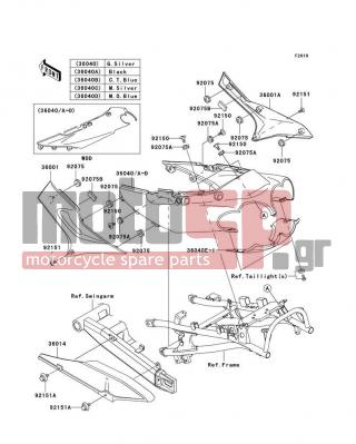 KAWASAKI - ZZR1200 2002 - Εξωτερικά Μέρη - Side Covers/Chain Cover - 36001-1669-C4 - COVER-SIDE,RH,M.GRAYSTONE