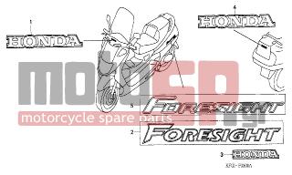 HONDA - FES250 (ED) 2002 - Body Parts - MARK - 64302-KEY-D00ZD - MARK, SCREEN GARNISH *TYPE14*