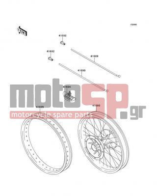 KAWASAKI - KX125 2001 -  - Optional Parts(20in Front Wheel) - 41030-1172 - SPOKE-OUTER,FR,217.5MMX170D